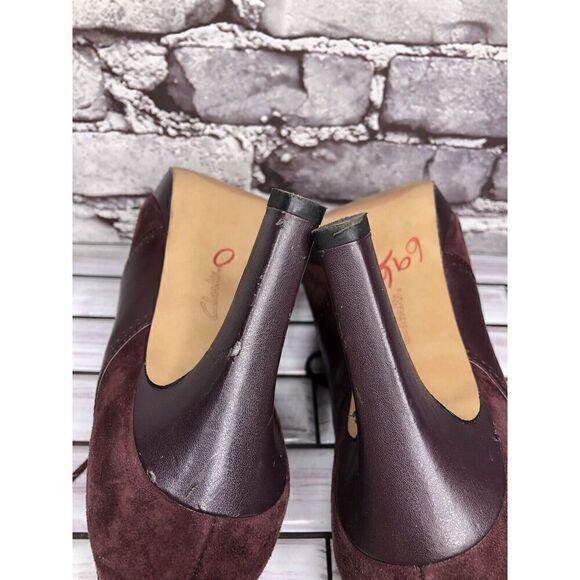 Clarks Artisan Purple Suede Leather Lace Up MaryJane Heels Women’s Sz 9M US/40EU - Picture 13 of 16